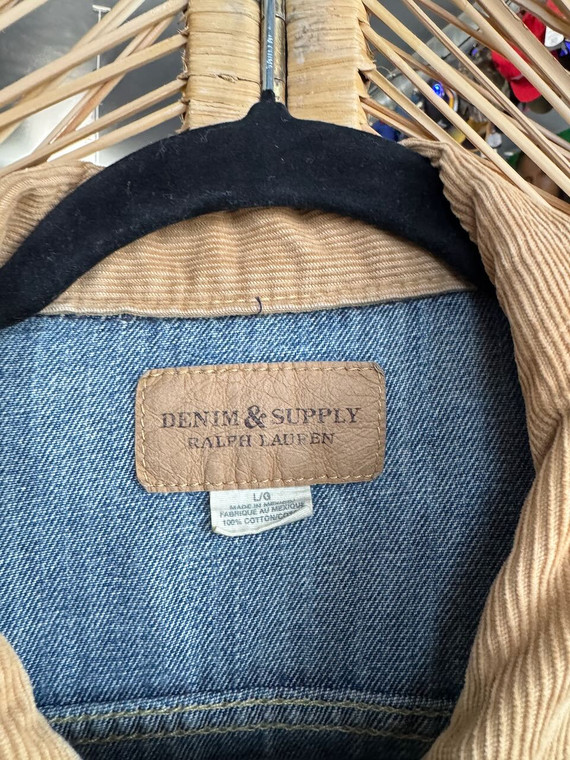 Denim & Supply By Ralph Lauren Corduroy Collar Blue Denim Jacket Size Large