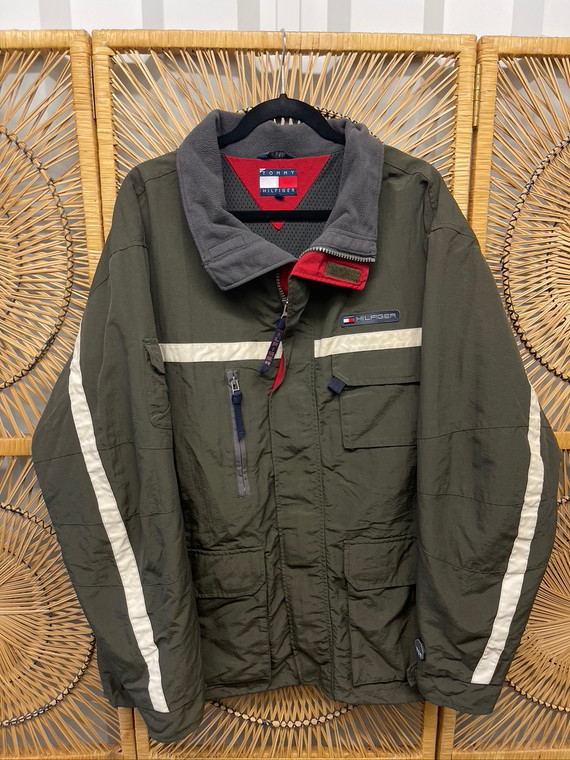 90s Tommy Hilfiger Sage Green Coat Hiking Jacket Size XL