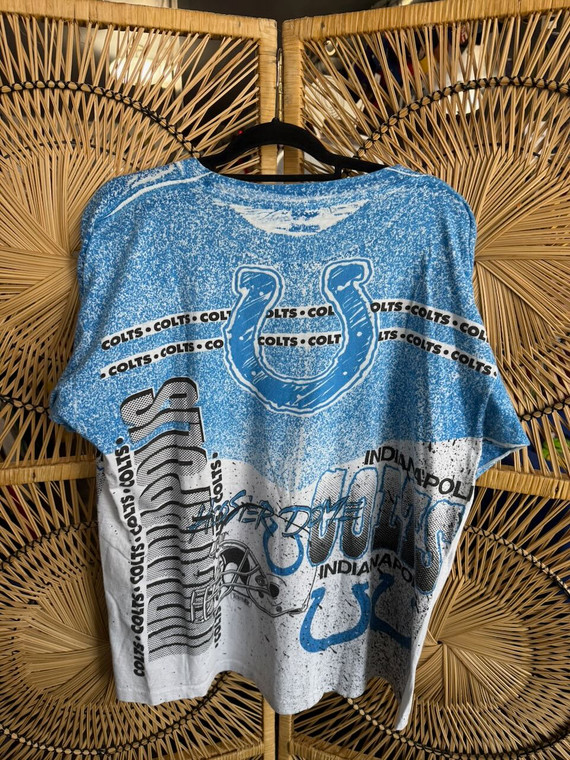Vtg Indianapolis Colts Magic Johnson Tees AOP White T-Shirt Size Large