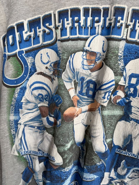 Vintage Pro Player Indianapolis Colts NFL Triple Threat Gray T-Shirt Size Small