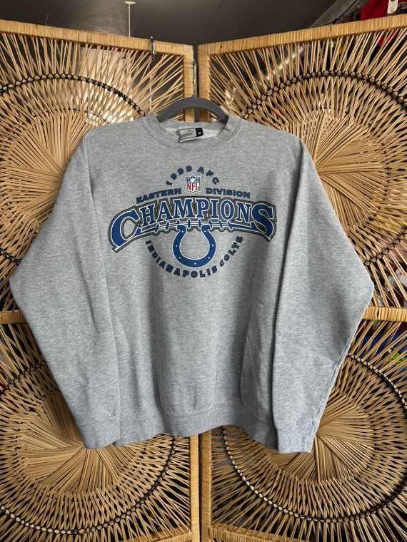Vintage 90s 1999 Puma Indianapolis Colts AFC Eastern Division NFL Football Gray Crewneck Sweatshirt Size Medium M
