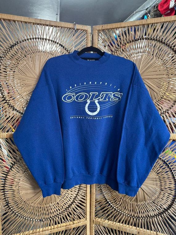 Vintage 90s Logo Athletic Indianapolis Colts NFL Football Blue Crewneck Sweatshirt Size X-Large XL