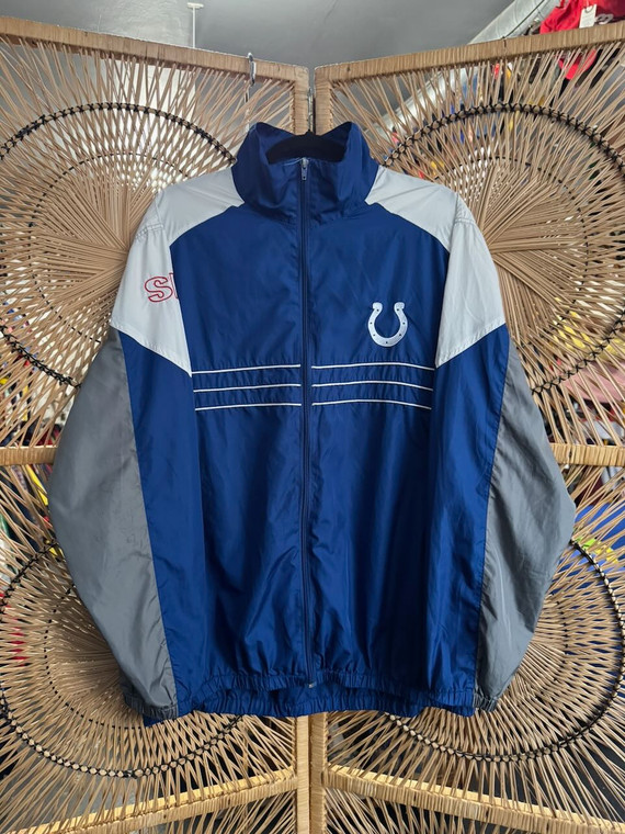 Vintage NFL Indianapolis Colts Blue Tricolor Lightweight Windbreaker Jacket Size X-Large XL