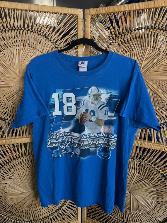 Y2K NFL Indianapolis Colts Peyton Manning #18 Blue T-shirt Size Large