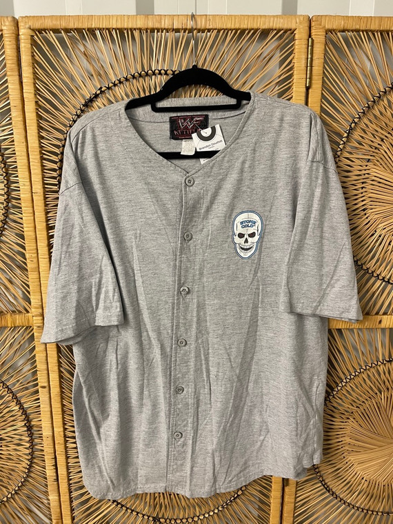 2000 WWF Wrestling Stone Cold Steve Austin Don't Trust Anybody Gray Baseball Jersey Size XL