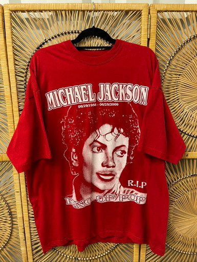 Y2K Michael Jackson Memorial Big Graphic Red T-Shirt Size 2XL