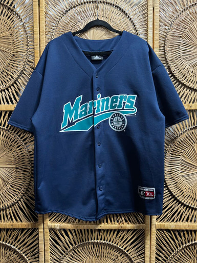Vintage 90s 1999 Logo Athletic MLB Seattle Mariners Navy Blue