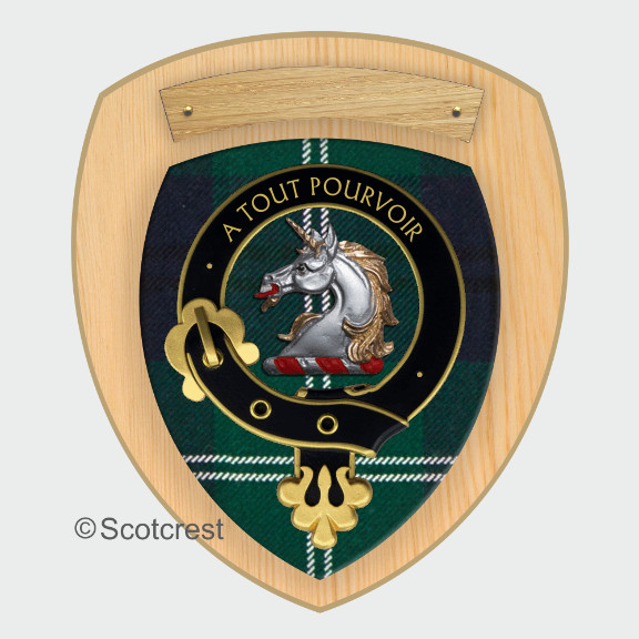 Oliphant Modern Tartan Crest Wall Hanging Banner - Wood Pole