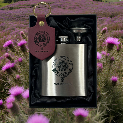 MacKenzie Clan Hip Flask Gift Set Red