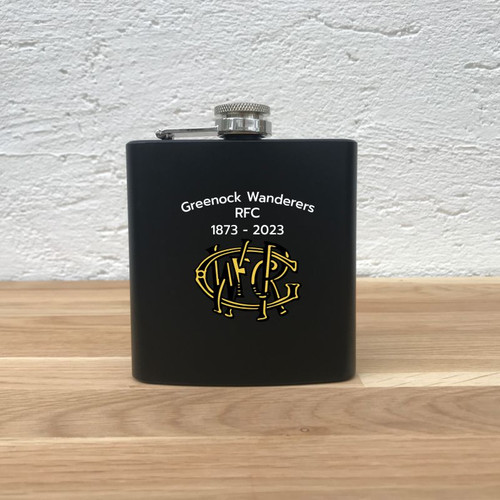 Greenock Wanderers Hip Flask Gift Set - Black