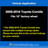 Toyota Corolla (2009-2010) 16" hubcap - Professionally Reconditioned