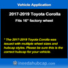 Toyota Corolla 16" Hubcap 2017-2019 - Professionally Reconditioned