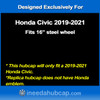 Honda Civic 2019-2021 Replica Hubcap, 16-inch Silver & Black (1 piece)