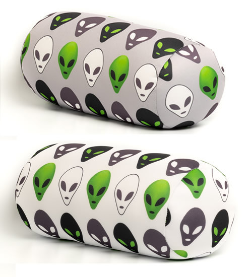 Microbead Space Alien Roll Pillow Combo Pack 2 Pillows Sci-fi UFO Movie Fan [Grey) (White)