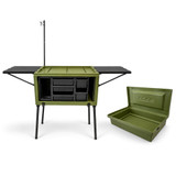 Vorik Camp Kitchen Chuck Box with Top Cover Next to it