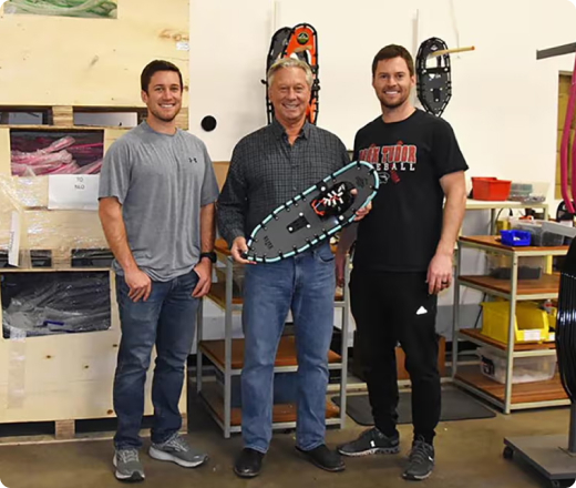 Crescent team showing off snowshoes