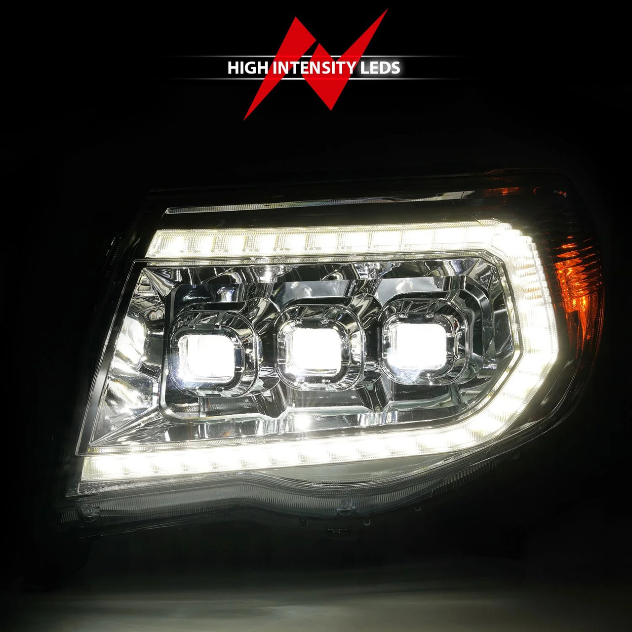 ANZO Full LED Projector Head Lights Chrome with Initiation Feature