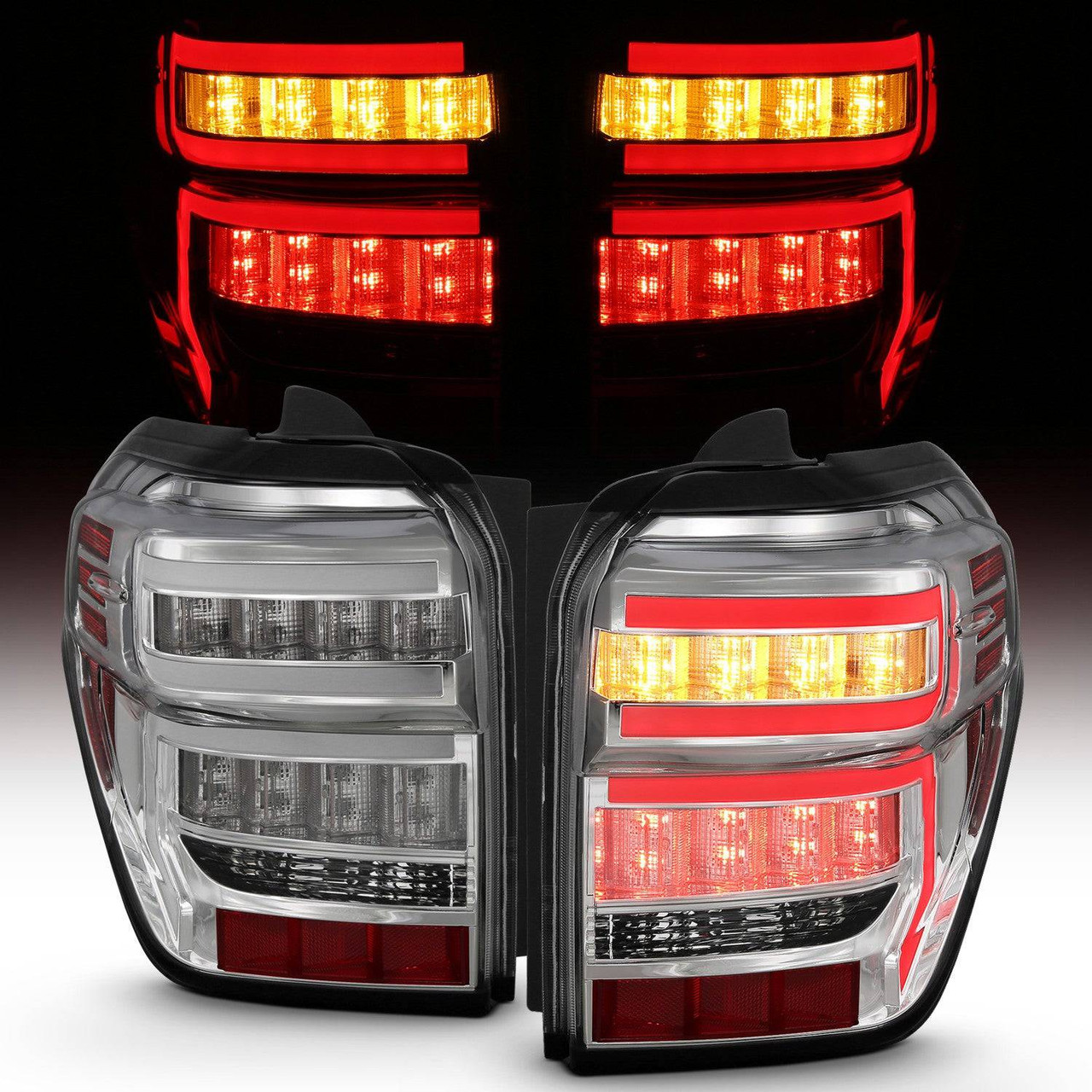 ANZO Rear Tail Light Chrome Housing Clear Lens | 2014-2023 Toyota