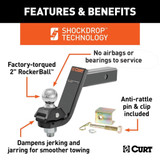 Curt RockerBall Cushion Hitch 7.5K 5" Drop | 2" Shank | 2" Ball Curt RockerBall Cushion Hitch 7.5K 5" Drop | 2" Shank | 2" Ball