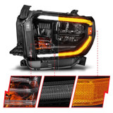 Anzo Black Crystal LED Headlights - Plank Style Switchback | 2014-2021 Toyota Tundra