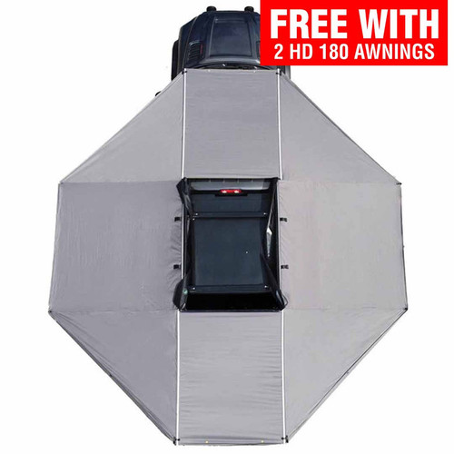 Overland Vehicle Systems Nomadic Awning 180 - Dark Gray Cover With Black Transit Cover & Brackets | Universal
