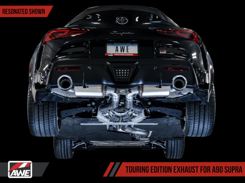 AWE Resonated Touring Edition Exhaust - 5in Chrome Silver Tips | 2020+ Toyota GR Supra A90 AWE Resonated Touring Edition Exhaust - 5in Chrome Silver Tips | 2020+ Toyota GR Supra A90