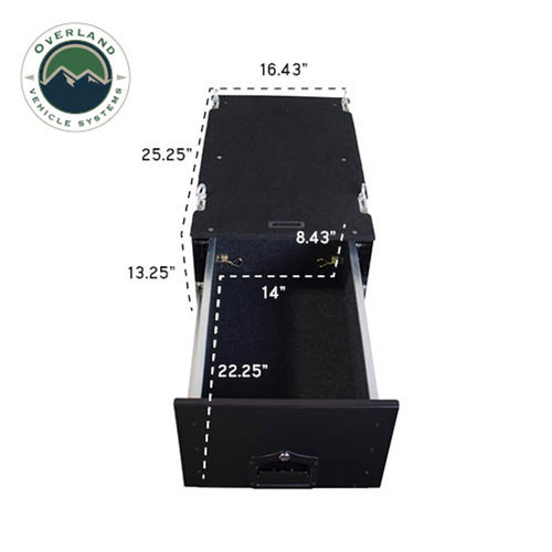 Overland Vehicle Systems Cargo Box With Slide Out Drawer Size - Black Powder Coat | Universal