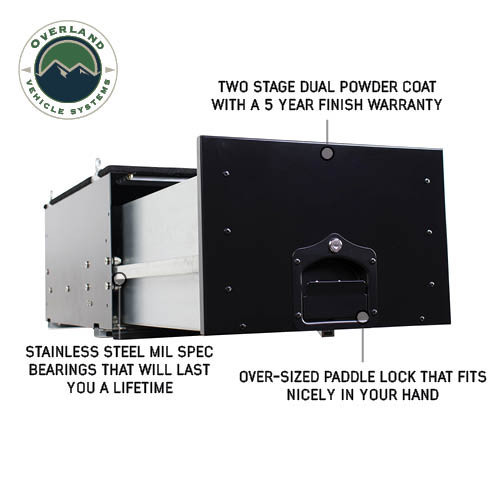 Overland Vehicle Systems Cargo Box With Slide Out Drawer Size - Black Powder Coat | Universal