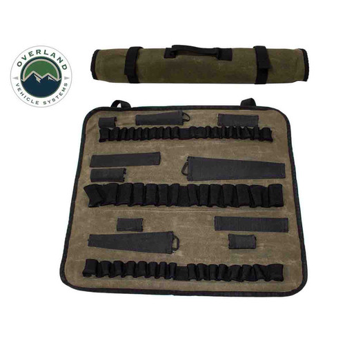 Overland Vehicle Systems Rolled Bag Socket With Handle And Straps - #16 Waxed Canvas | Universal