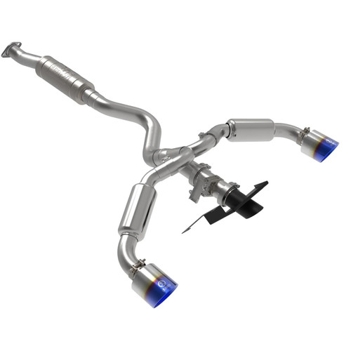 aFe Gemini XV 3" to 2-1/2" 304 Stainless Steel Cat-Back Exhaust System w/ Cut-Out Blue Flame | 2023+ Toyota GR Corolla
