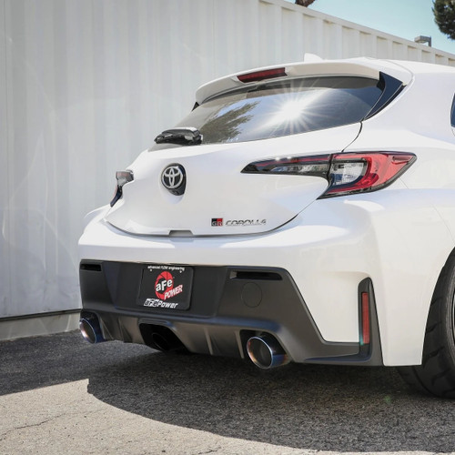 aFe Gemini XV 3" to 2-1/2" 304 Stainless Steel Cat-Back Exhaust System w/ Cut-Out Blue Flame | 2023+ Toyota GR Corolla