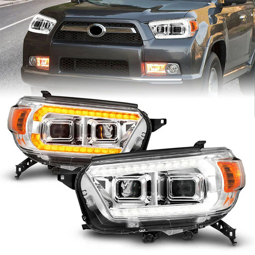 ANZO Projector Plank Style Headlights Chrome With Sequential Turn Signal and DRL | 2010-2013 Toyota 4Runner