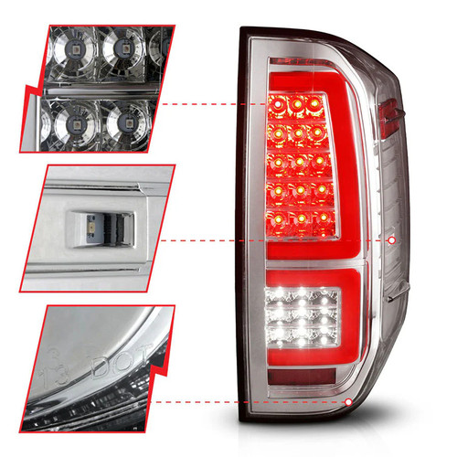 ANZO Full LED Tail Lights With Sequential Turn Signal - Chrome Clear Lens | 2014-2021 Toyota Tundra