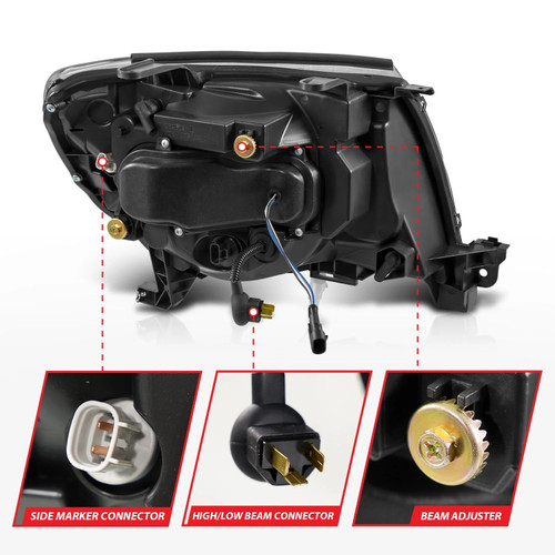 ANZO Full LED Projector Head Lights Chrome with Initiation Feature and Sequential Turn Signal | 2005-2011 Toyota Tacoma