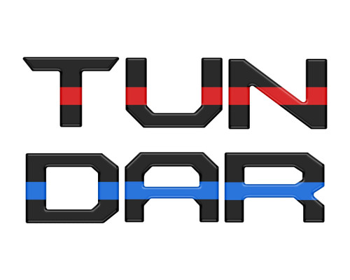 Tufskinz Tailgate Tundra Letter Inserts -Matte Black w/Thin Red/Blue Line | 2022-2025 Toyota Tundra Tufskinz Tailgate Tundra Letter Inserts -Matte Black w/Thin Red/Blue Line | 2022-2025 Toyota Tundra