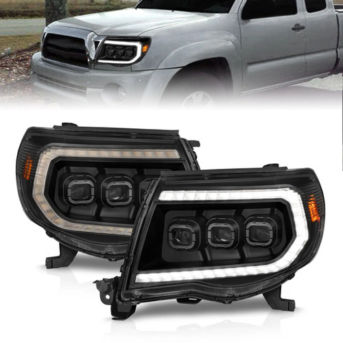 ANZO Full LED Projector Head Lights Black with Initiation Feature and Sequential Turn Signal | 2005-2011 Toyota Tacoma