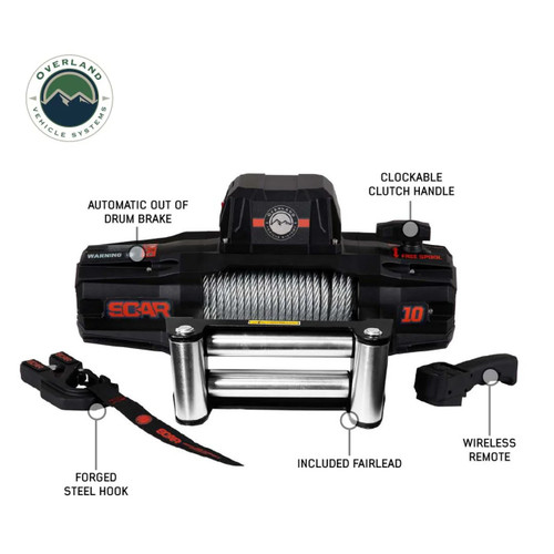 Overland Vehicle Systems Scar 10 Winch - 10,000 lb w/Steel Cable