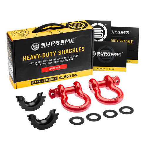 Supreme Suspensions 2pc. Universal 3/4" D-Ring Shackle Kit - Red | (UNVREVYG01R2)