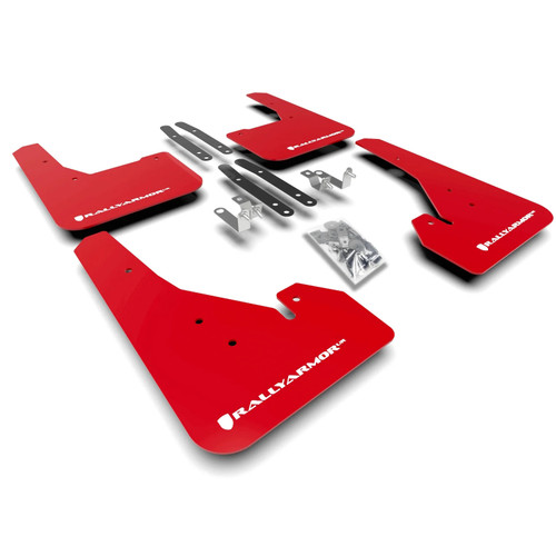 Rally Armor Red UR Mud Flaps w/White Logo | 2019+ Toyota Corolla Hatchback Rally Armor Red UR Mud Flaps w/White Logo | 2019+ Toyota Corolla Hatchback