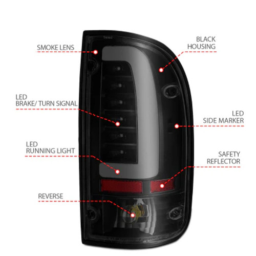 Anzo LED Taillights Black Housing Smoke Lens | 1995-2000 Toyota Tacoma (311354) Anzo LED Taillights Black Housing Smoke Lens | 1995-2000 Toyota Tacoma (311354)