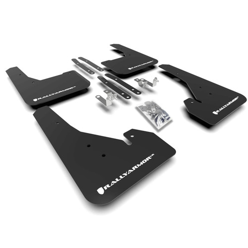 Rally Armor Black UR Mud Flaps w/White Logo | 2019+ Toyota Corolla Hatchback Rally Armor Black UR Mud Flaps w/White Logo | 2019+ Toyota Corolla Hatchback