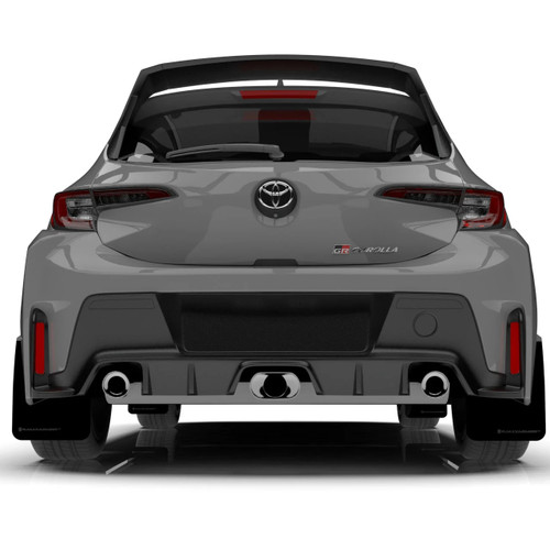 Rally Armor Black UR Mud Flaps w/White Logo | 2023+ Toyota GR Corolla