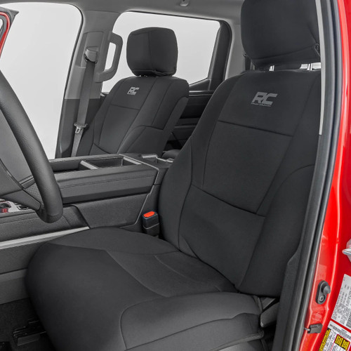 Rough Country Black Neoprene Seat Covers | 2022-2025 Toyota Tundra Rough Country Black Neoprene Seat Covers | 2022-2025 Toyota Tundra