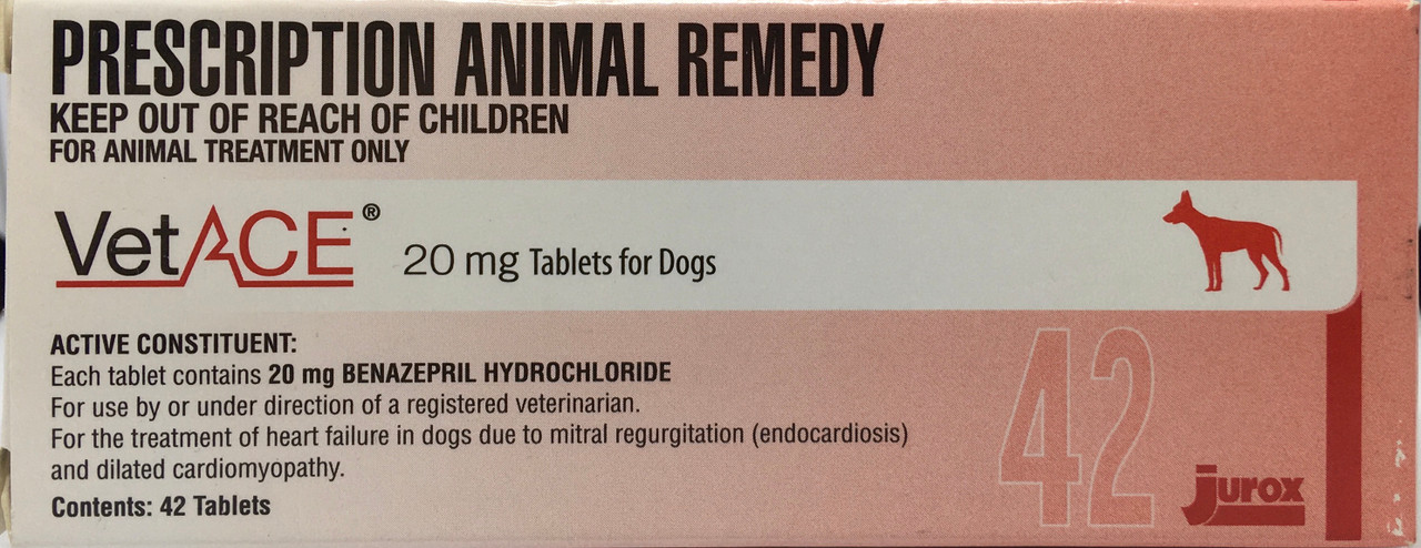 Vetace 20mg for Large Dogs Canine Heart Tablets NZ