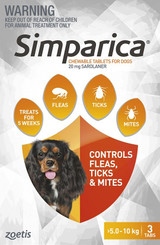 Simparica chewable for medium dogs 5.1–10 kg