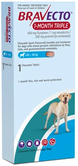 Bravecto 1-Month Triple Large Single for Dogs 20–40 kg
