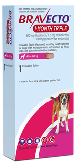 Bravecto 1-Month Triple XL Single for Dogs 40–60 kg