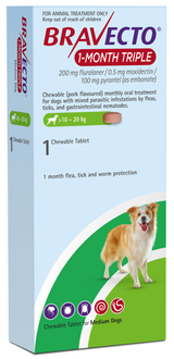 Bravecto 1-Month Triple Medium Single for Dogs 10–20 kg