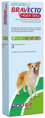 Bravecto 1-Month Triple Medium 3 Pack for Dogs 10–20 kg