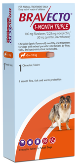 Bravecto 1-Month Triple Small Single for Dogs 5–10 kg